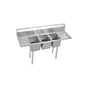 Elkay - 3 Compartment Sink, 66X20 OA, 10X14 Bowl, 10 Deep, L & R 16 DBs, SS Legs, 16 GA 300 Series SS, NSF - No.4 Finish
