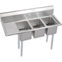 Elkay - 3 Compartment Sink, 49X20 OA, 10X14 Bowl, 10 Deep, Left 12 DBs, SS Legs, 16 GA 300 Series SS, NSF - No.4 Finish