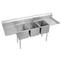 Elkay - 3 Compartment Sink, 94X30 OA, 18X24 Bowl, 12 Deep, L & R 18'' DBs, SS Legs, 16 GA 300 Series SS, NSF - No.4 Finish