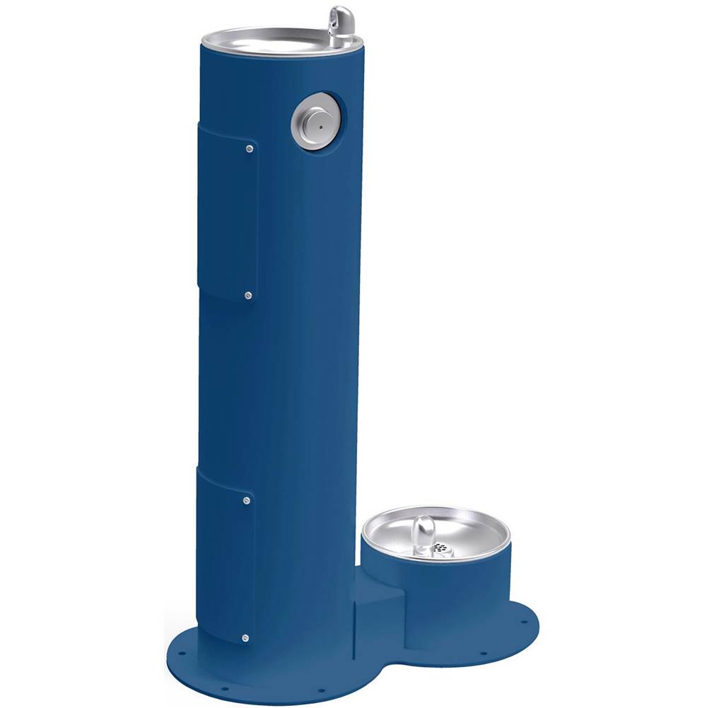 Elkay - Halsey Taylor Endura II Tubular Outdoor Fountain, Pedestal w/ Pet Station, Non-Filtered Non-Refrigerated FR, Blue - Blue