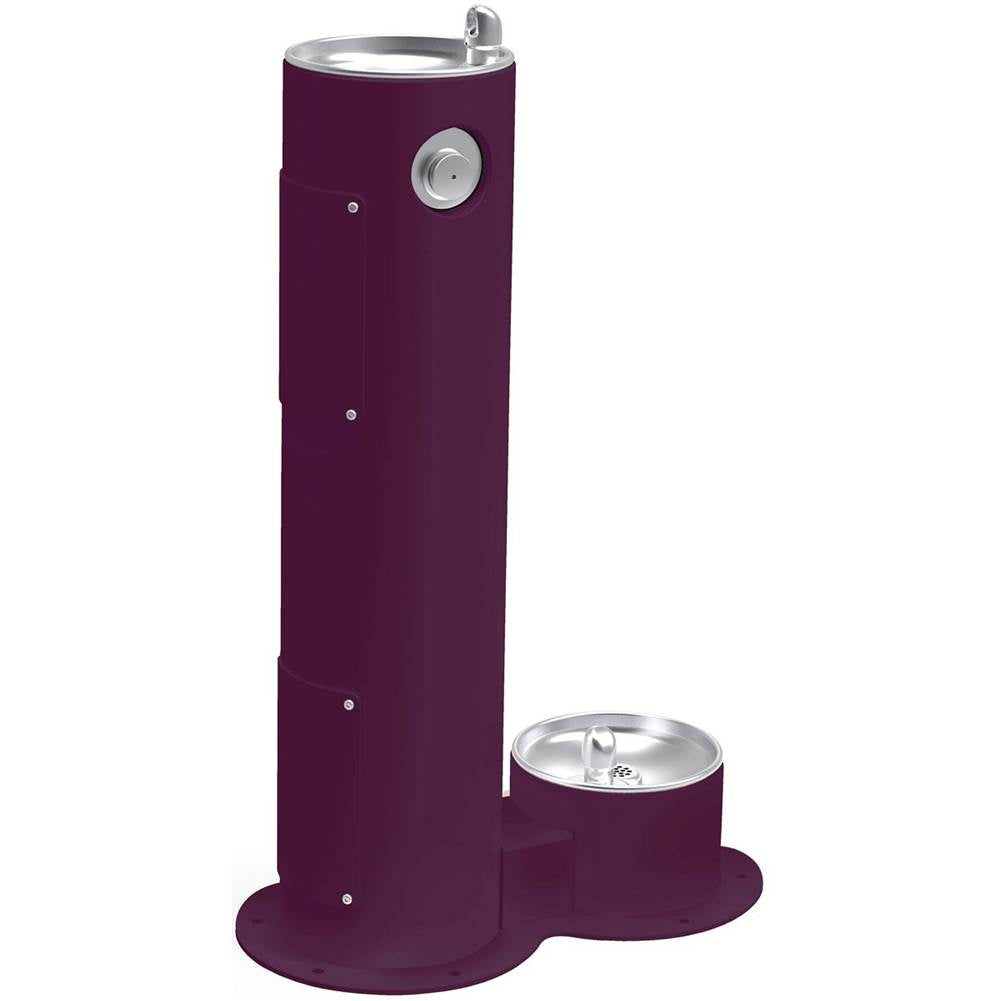 Elkay - Halsey Taylor Endura II Tubular Outdoor Fountain, Pedestal w/ Pet Station, Non-Filtered Non-Refrigerated FR, Purple - Purple