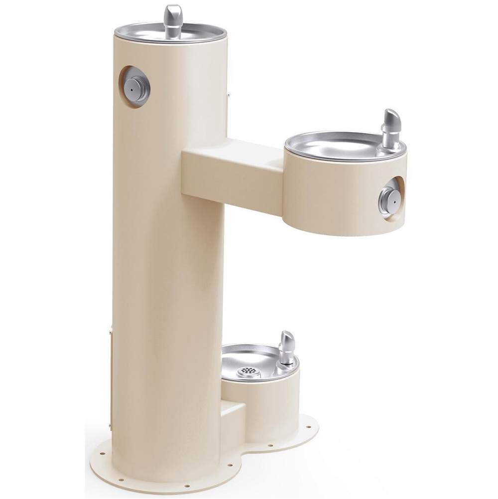 Elkay - Halsey Taylor Endura II Tubular Outdoor Fountain, Bi-Level Pedestal w/ Pet Station, Non-Filtered Non-Refrigerated FR, Beige - Beige