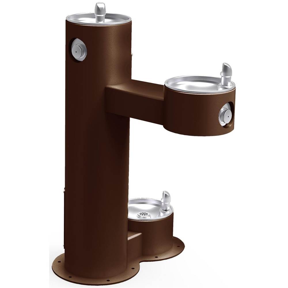 Elkay - Halsey Taylor Endura II Tubular Outdoor Fountain, Bi-Level Pedestal w/ Pet Station, Non-Filtered Non-Refrigerated FR, Brown - Brown