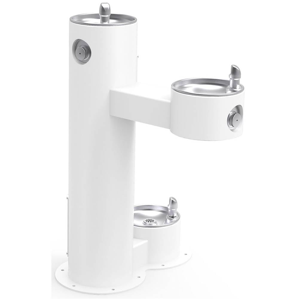 Elkay - Halsey Taylor Endura II Tubular Outdoor Fountain, Bi-Level Pedestal w/ Pet Station, Non-Filtered Non-Refrigerated FR, White - White