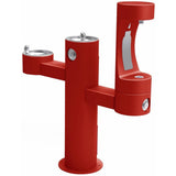 Elkay - Halsey Taylor Endura II Outdoor HydroBoost Bottle Filling Station, Tri-Level Pedestal Non-Filtered Non-Refrigerated FR, Red - Red