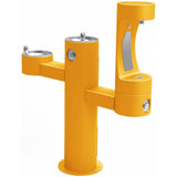 Elkay - Halsey Taylor Endura II Outdoor HydroBoost Bottle Filling Station, Tri-Level Pedestal Non-Filtered Non-Refrigerated FR, Yellow - Yellow