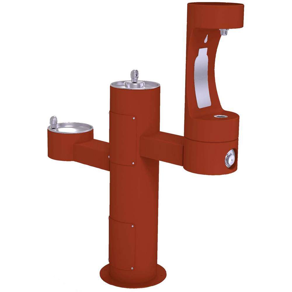 Elkay - Halsey Taylor Endura II Outdoor HydroBoost Bottle Filling Station, Tri-Lev Pedestal Non-Filtered Non-Refrigerated FR, Terracotta - Terracotta