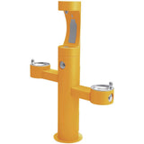 Elkay - Halsey Taylor Endura II Outdoor HydroBoost Bottle Filling Station, Tri-Level Pedestal Non-Filtered Non-Refrigerated FR, Yellow - Yellow