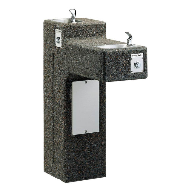 Elkay - Halsey Taylor Outdoor Sierra Stone Bi-Level Pedestal Fountain, Non-Filtered Non-Refrigerated - Stone Aggregate