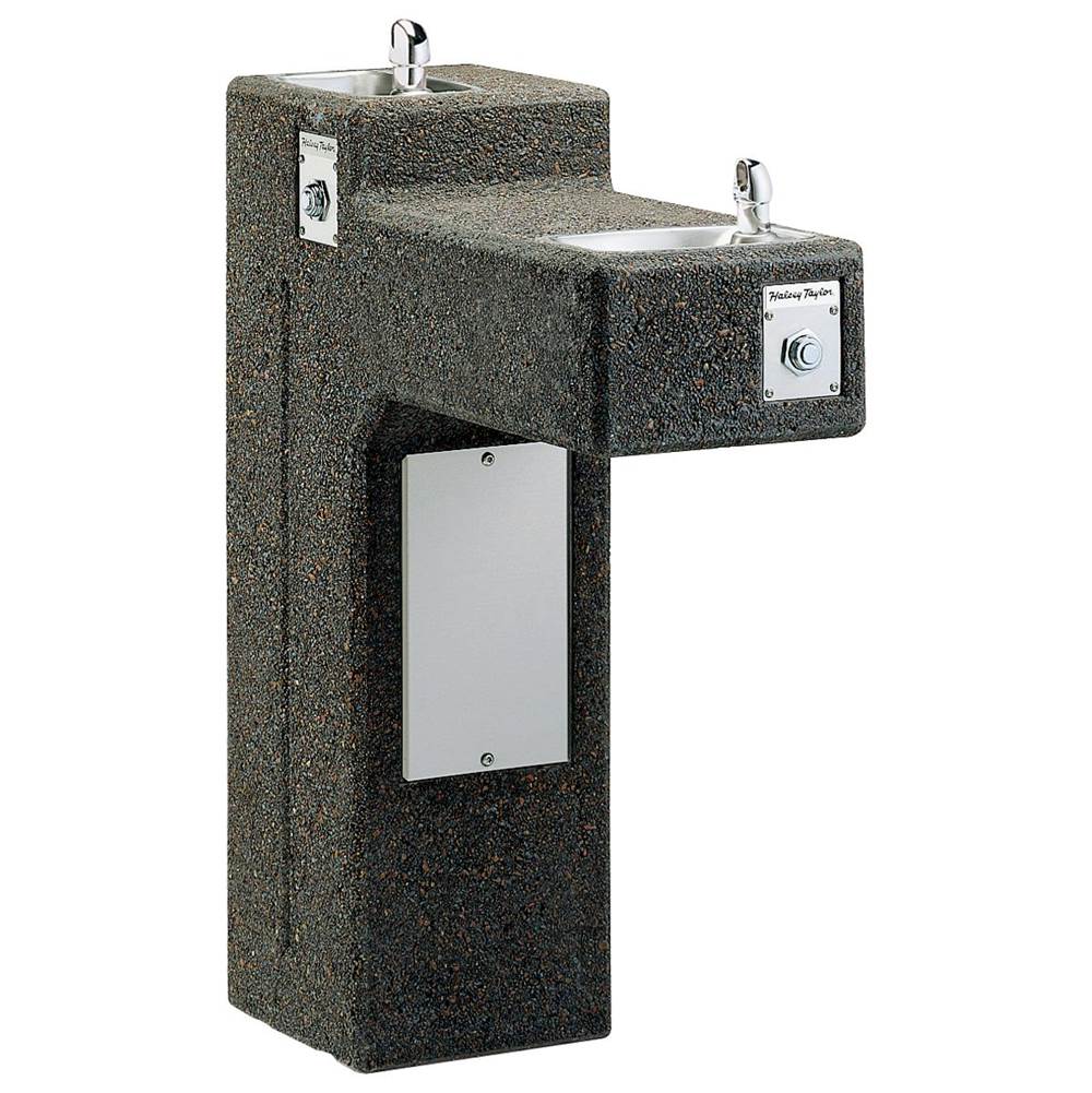 Elkay - Halsey Taylor Outdoor Sierra Stone Bi-Level Pedestal Fountain, Non-Filtered Non-Refrigerated Freeze Resistant - Stone Aggregate