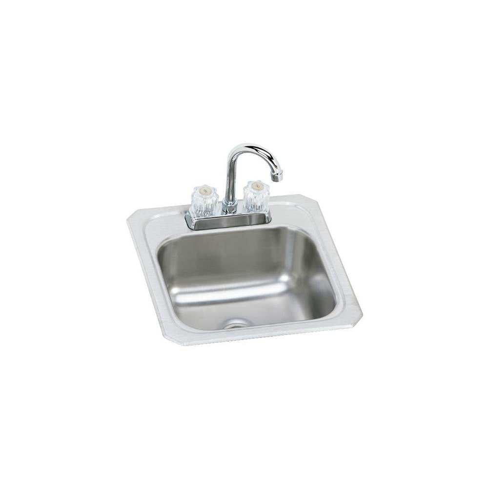 Elkay - 20 Gauge Stainless Steel 15'' x 15'' x 6.125'' Single Bowl Drop-in Bar/Prep Sink Kit - Brushed Satin