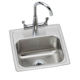 Elkay - 18 Gauge Stainless Steel 15'' x 15'' x 7.125'' Single Bowl Drop-in Bar/Prep Sink Kit - Lustrous Satin