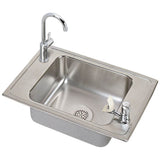 Elkay - 20 Gauge Stainless Steel 25'' x 17'' x 6.875'' Single Bowl Top Mount Sink Kit - Brushed Satin