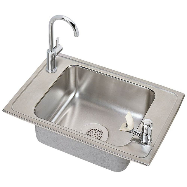 Elkay - 20 Gauge Stainless Steel 25'' x 17'' x 6.875'' Single Bowl Top Mount Sink Kit - Brushed Satin