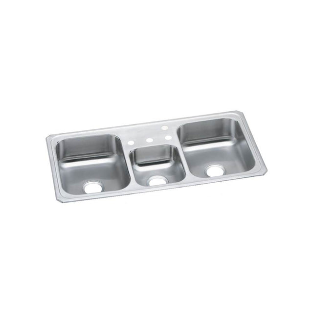 Elkay - 20 Gauge Stainless Steel 43'' x 22'' x 7'' Triple Bowl Drop-in Kitchen Sink - Brushed Satin
