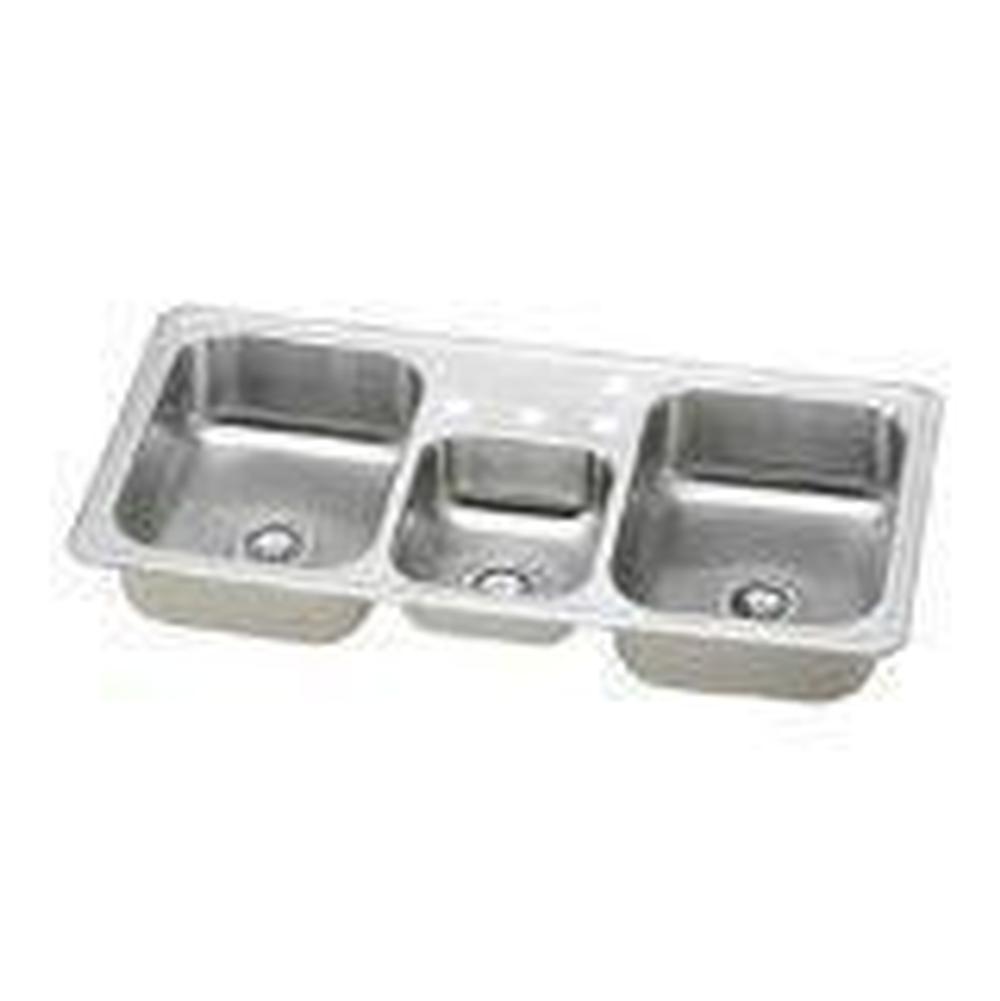 Elkay - 20 Gauge Stainless Steel 43'' x 22'' x 7'' Triple Bowl Drop-in Kitchen Sink