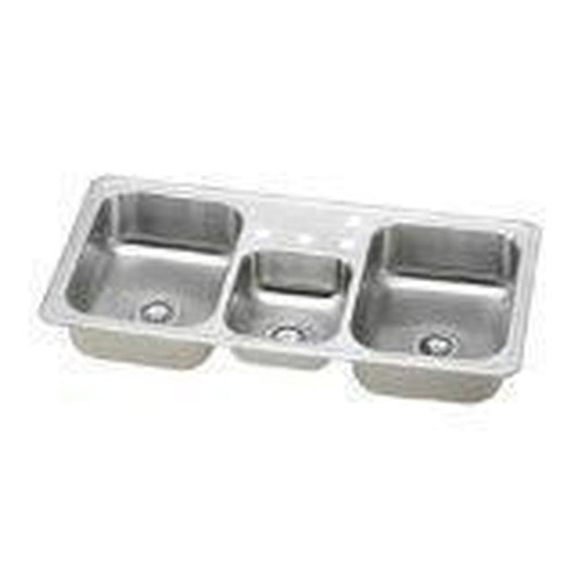 Elkay - 20 Gauge Stainless Steel 43'' x 22'' x 7'' Triple Bowl Drop-in Kitchen Sink
