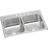 Elkay - 20 Gauge Stainless Steel 33'' x 21.25'' x 6.875'' Double Bowl Drop-in Kitchen Sink - Brushed Satin