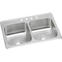 Elkay - 20 Gauge Stainless Steel 33'' x 21.25'' x 6.875'' Double Bowl Drop-in Kitchen Sink - Brushed Satin