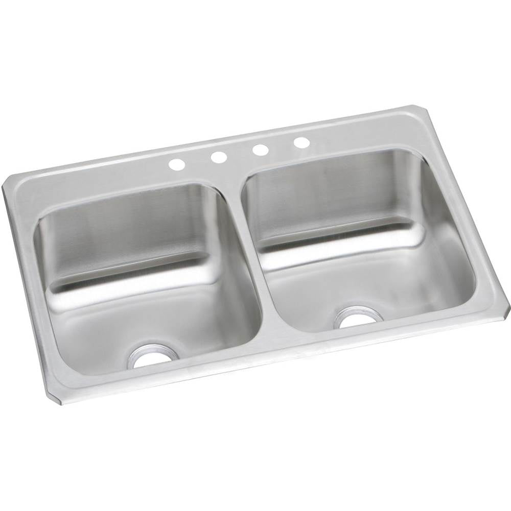 Elkay - 20 Gauge Stainless Steel 33'' x 21.25'' x 6.875'' Double Bowl Drop-in Kitchen Sink - Brushed Satin