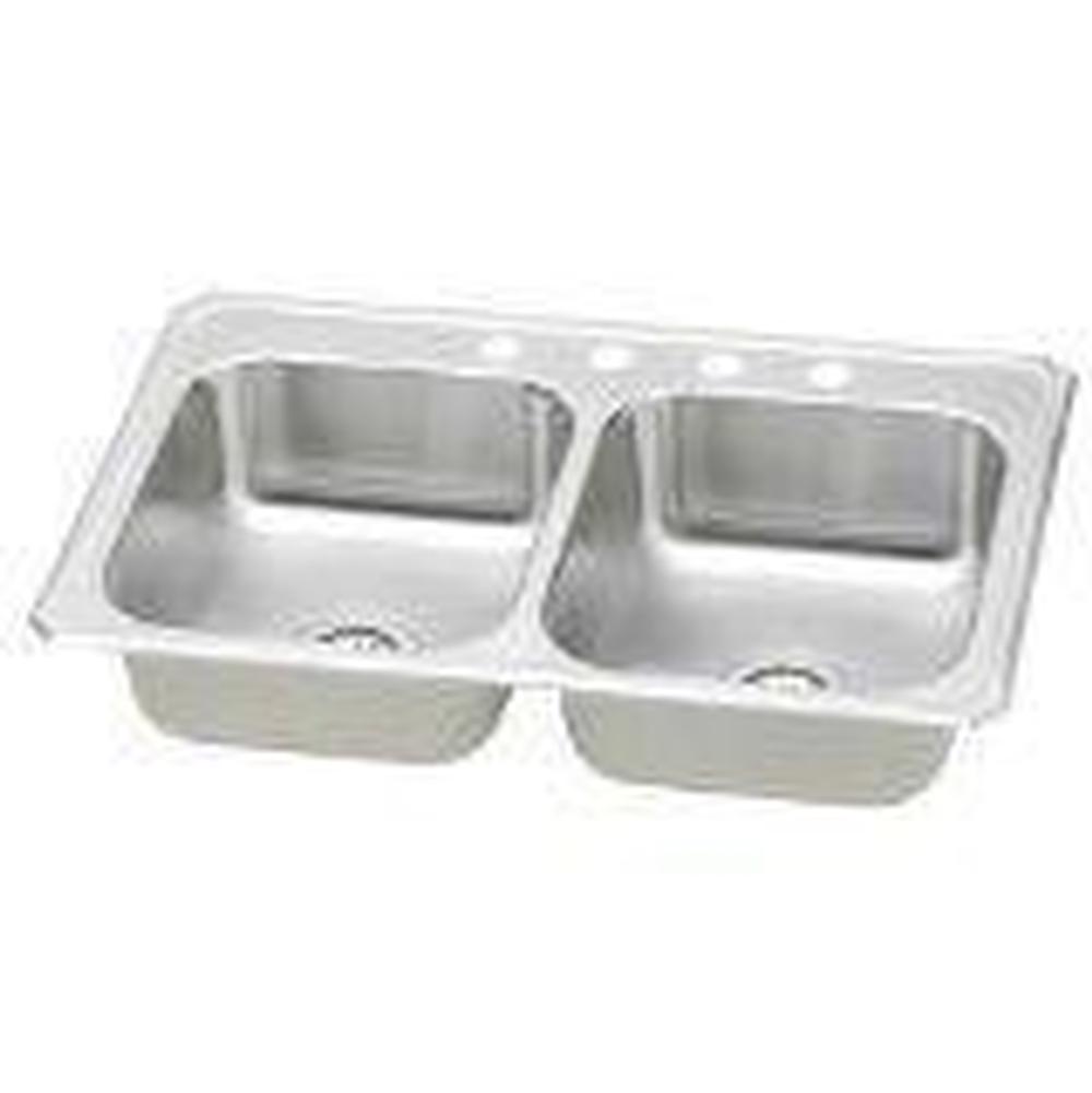Elkay - 20 Gauge Stainless Steel 33'' x 21.25'' x 6.875'' Double Bowl Drop-in Kitchen Sink