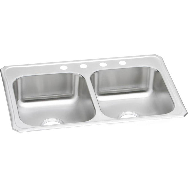 Elkay - 20 Gauge Stainless Steel 33'' x 22'' x 7'' Double Bowl Drop-in Kitchen Sink - Brushed Satin