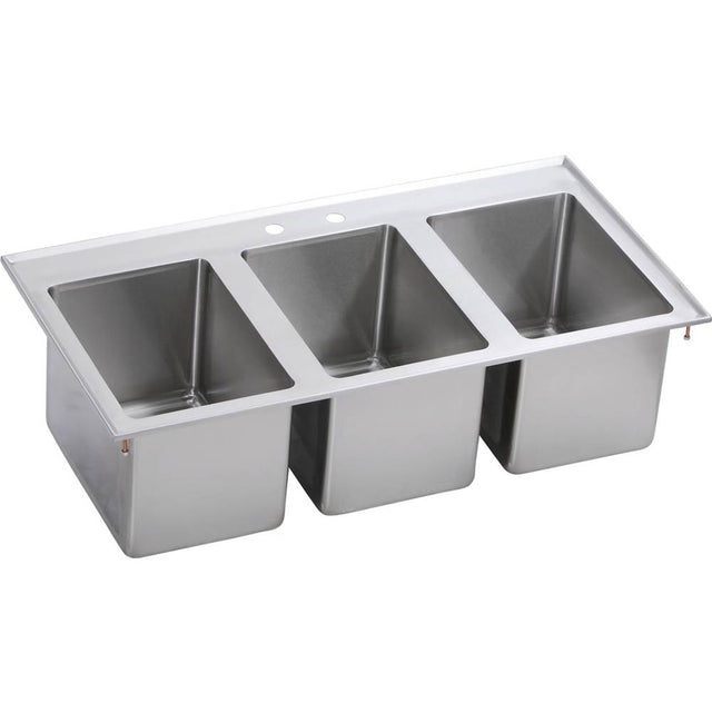 Elkay - 3 Compartment Drop-In Sink, 37X20 OA, 10X14 Bowl, 10'' Deep, 18 GA, 300 Series SS, NSF - No.4 Finish