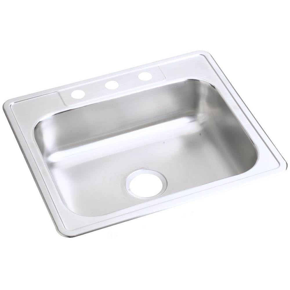 Elkay - 22 Gauge Stainless Steel 25'' x 21.25'' x 6.5625'' Single Bowl Drop-in Kitchen Sink - Satin