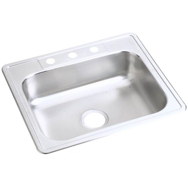 Elkay - 22 Gauge Stainless Steel 25'' x 21.25'' x 6.5625'' Single Bowl Drop-in Kitchen Sink - Satin