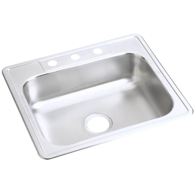 Elkay - 22 Gauge Stainless Steel 25'' x 22'' x 6.5625'' Single Bowl Drop-in Kitchen Sink - Satin