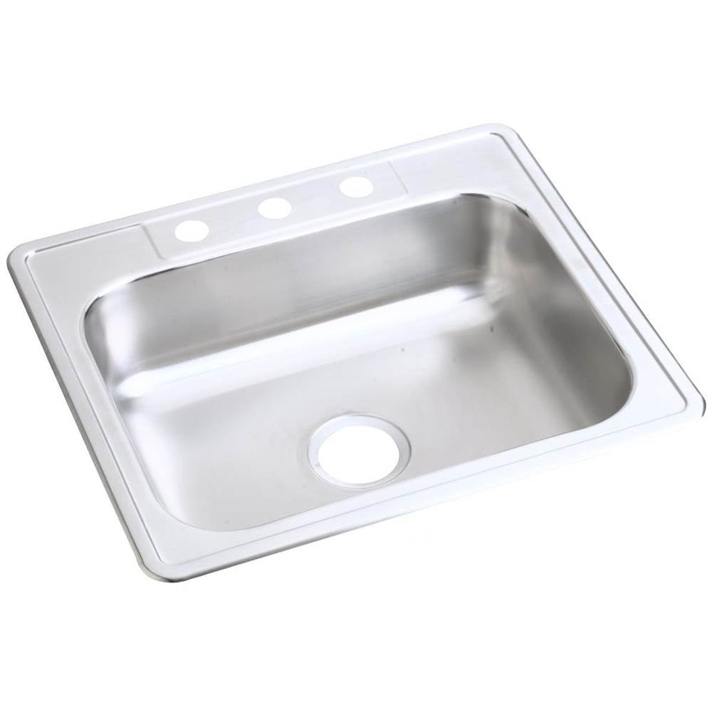 Elkay - 22 Gauge Stainless Steel 25'' x 22'' x 6.5625'' Single Bowl Drop-in Kitchen Sink - Satin