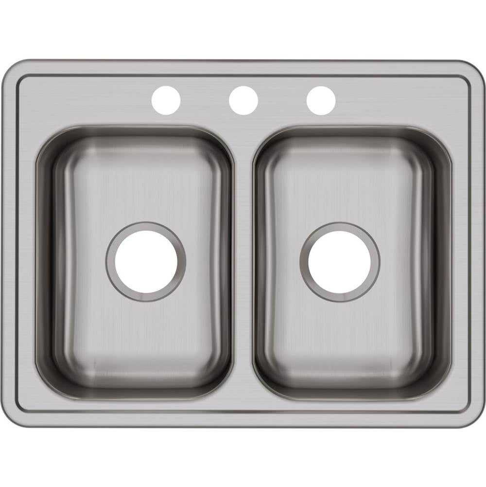 22 Gauge Stainless Steel 25'' x 19'' x 6.3125'' Double Bowl Drop-in Kitchen Sink