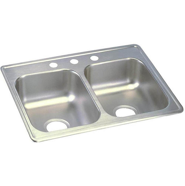 Elkay - 22 Gauge Stainless Steel 25'' x 19'' x 6.3125'' Double Bowl Drop-in Kitchen Sink - Satin