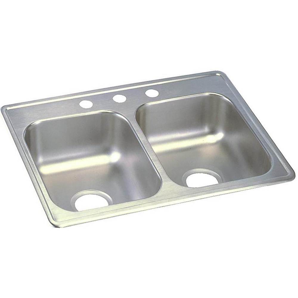 Elkay - 22 Gauge Stainless Steel 25'' x 19'' x 6.3125'' Double Bowl Drop-in Kitchen Sink - Satin