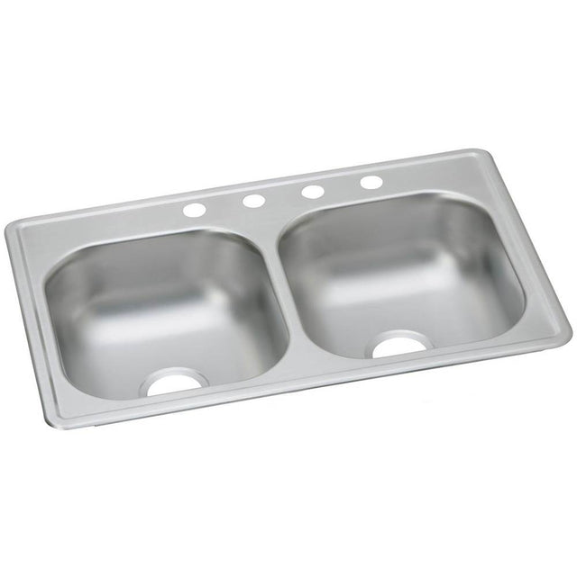 Elkay - 22 Gauge Stainless Steel 33'' x 19'' x 6.4375'' Double Bowl Drop-in Kitchen Sink - Satin