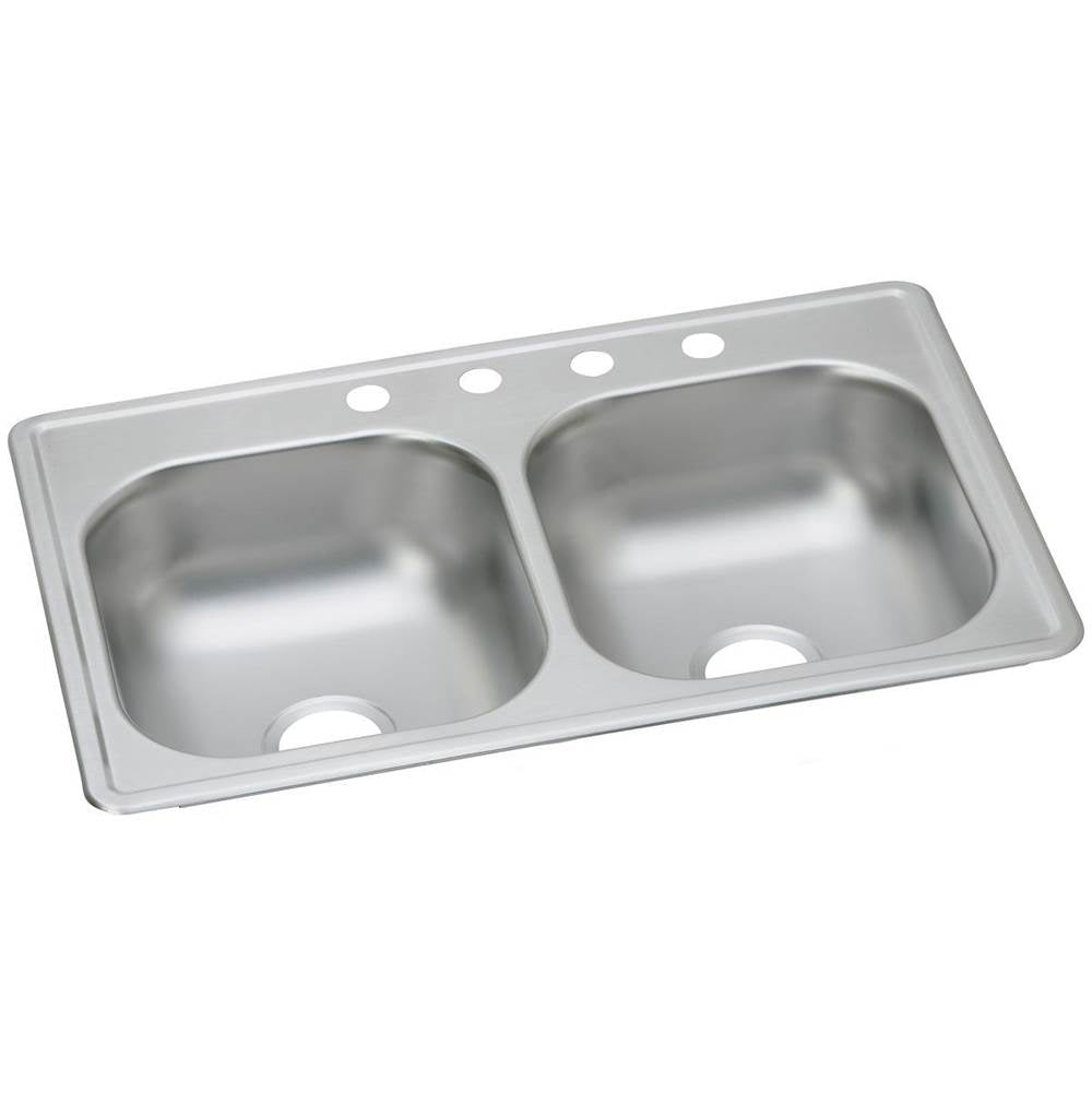 Elkay - 22 Gauge Stainless Steel 33'' x 19'' x 6.4375'' Double Bowl Drop-in Kitchen Sink - Satin