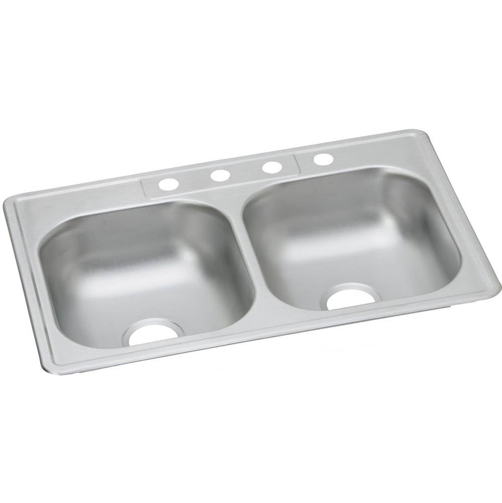 Elkay - 22 Gauge Stainless Steel 33'' x 21.25'' x 6.5625'' Double Bowl Drop-in Kitchen Sink - Satin