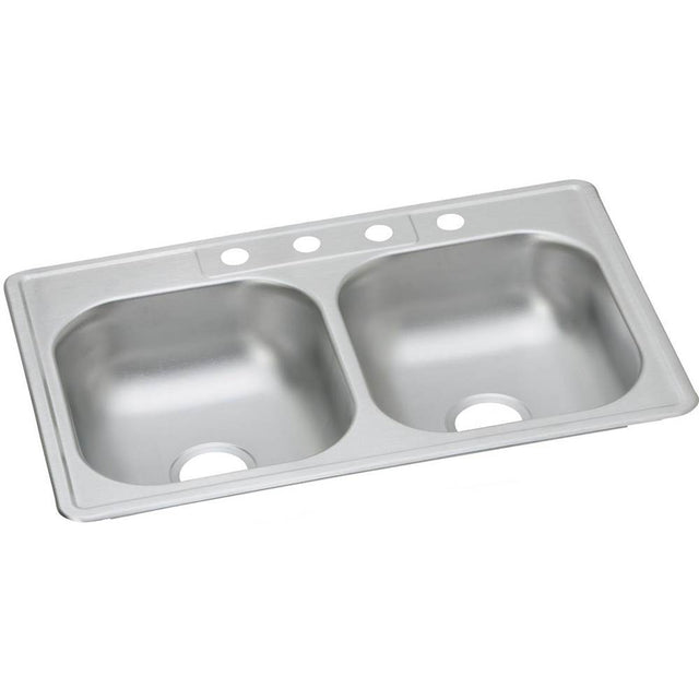 Elkay - 22 Gauge Stainless Steel 33'' x 21.25'' x 6.5625'' Double Bowl Drop-in Kitchen Sink - Satin
