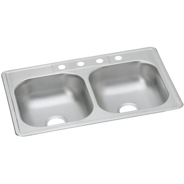 Elkay - 22 Gauge Stainless Steel 33'' x 22'' x 6.5625'' Double Bowl Drop-in Kitchen Sink - Satin