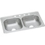 Elkay - 22 Gauge Stainless Steel 33'' x 22'' x 6.5625'' Double Bowl Drop-in Kitchen Sink - Satin