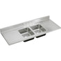 Elkay - 18 Gauge Stainless Steel 66'' x 25'' x 7.5'' Double Bowl Custom Kitchen Sink + Countertop - Lustrous Satin