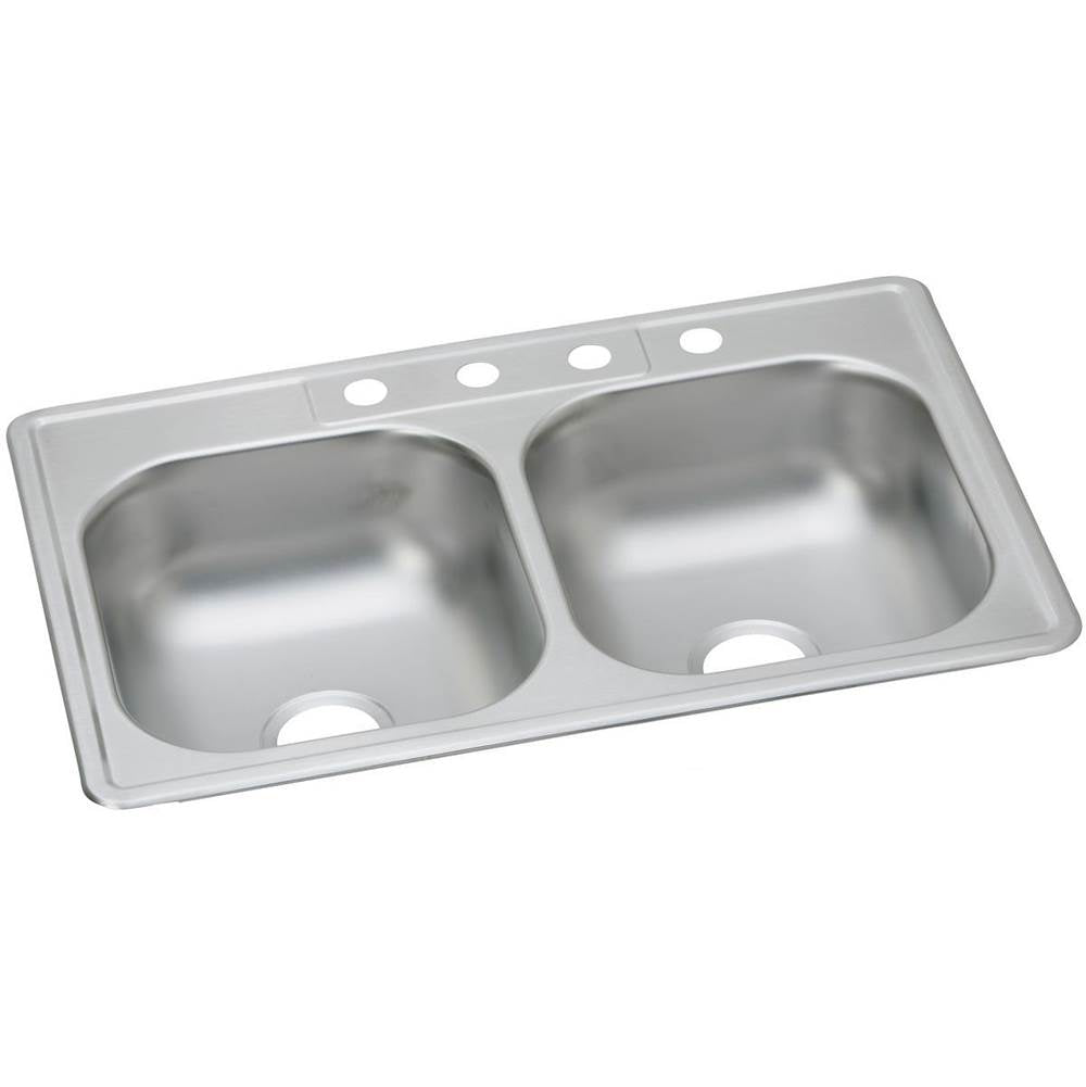 Elkay - 22 Gauge Stainless Steel 33'' x 22'' x 7.0625'' Double Bowl Drop-in Kitchen Sink - Satin