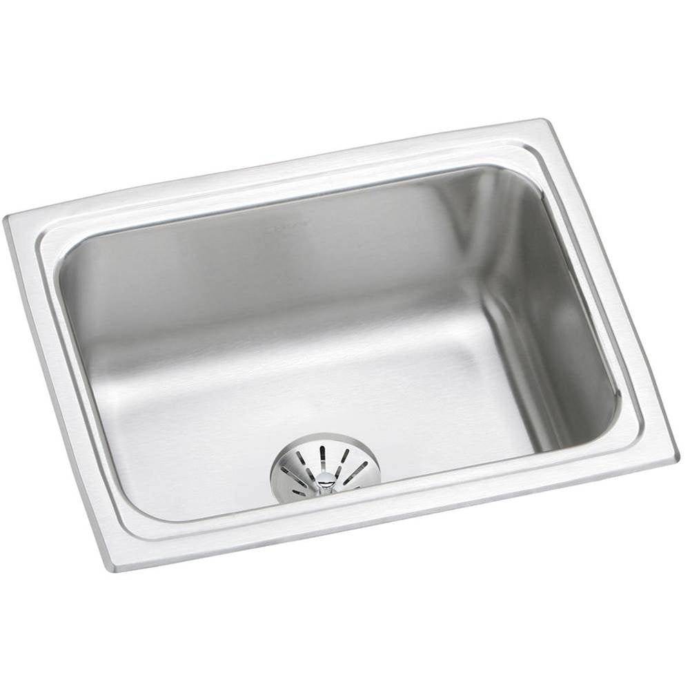 Elkay - 18 Gauge Stainless Steel 25'' x 19.5'' x 10.125'' Single Bowl Drop-in Kitchen Sink Kit - Lustrous Satin