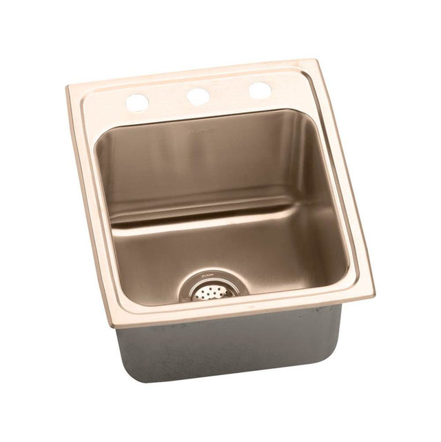 Elkay - 18 Gauge CuVerro antimicrobial copper 17'' x 22'' x 10.125'' Single Bowl Drop-in Sink - Lustrous Satin