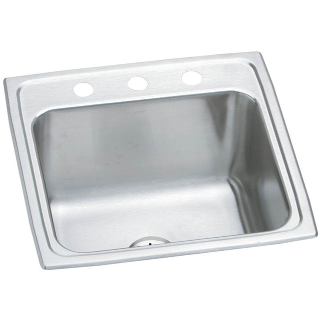 Elkay - Lustertone Classic Stainless Steel 19-1/2'' x 19'' x 10-1/8'', Single Bowl Drop-in Laundry Sink w/Perfect Drain - Lustrous Satin