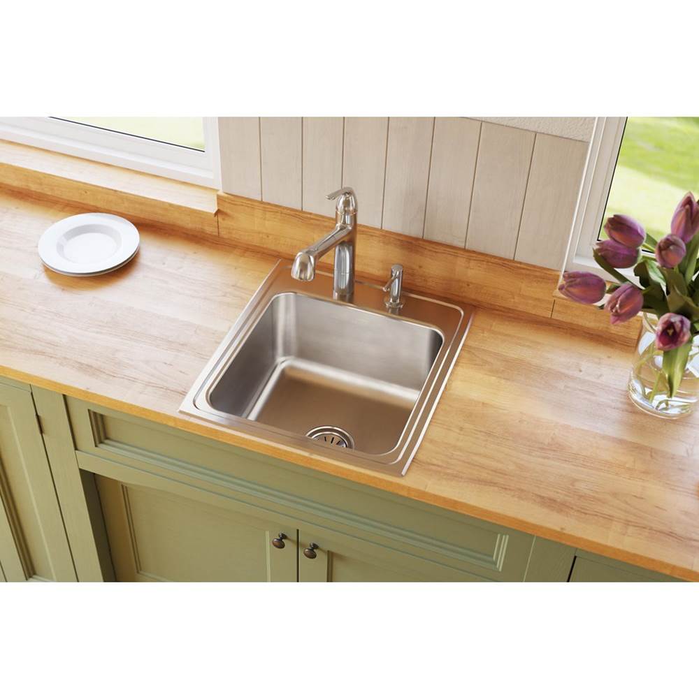 18 Gauge Stainless Steel 19.5'' x 22'' x 10.125'' Single Bowl Drop-in Kitchen Sink