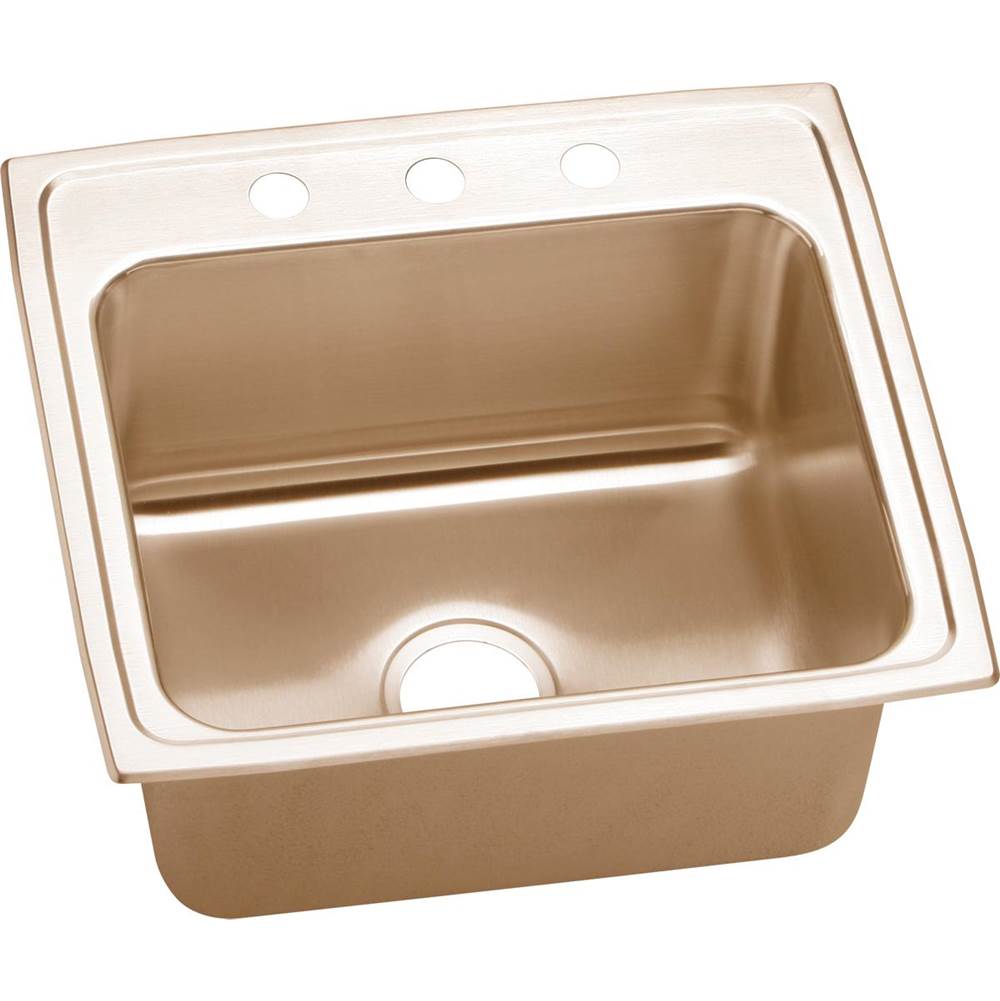 Elkay - 18 Gauge CuVerro antimicrobial copper 22'' x 19.5'' x 10.125'' Single Bowl Drop-in Sink - Lustrous Satin