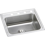Elkay - Lustertone Classic Stainless Steel 22'' x 19-1/2'' x 10-1/8'', Single Bowl Drop-in Sink with Perfect Drain - Lustrous Satin