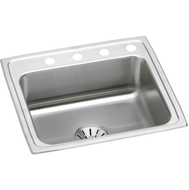 Elkay - Lustertone Classic Stainless Steel 22'' x 19-1/2'' x 10-1/8'', Single Bowl Drop-in Sink with Perfect Drain - Lustrous Satin