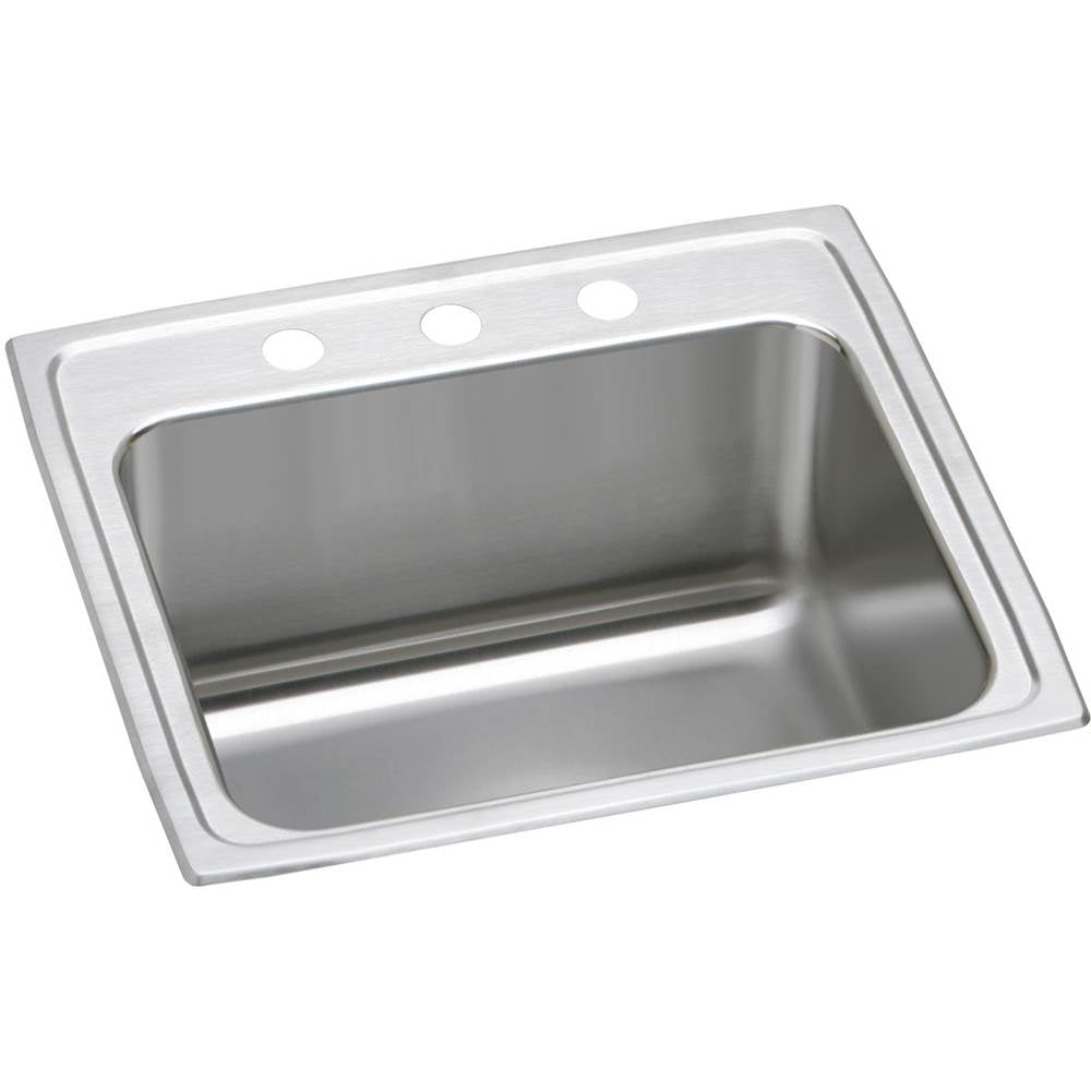 Elkay - 18 Gauge Stainless Steel 25'' x 21.25'' x 10.125'' Single Bowl Top Mount Kitchen Sink Kit - Lustertone